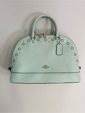 Coach Sierra Dome Satchel Studded Seaglass Mint Green Leather Bag